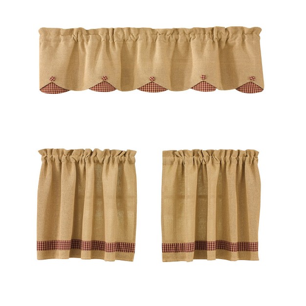 Park Designs Burlap And Check Lined Scallop Valance 15x58