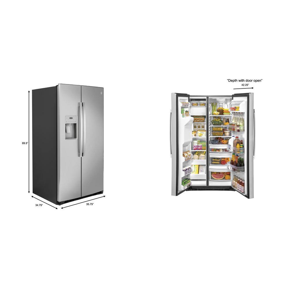 GE 25.1 cu. ft. Side by Side Refrigerator in Fingerprint Resistant Stainless Steel GSS25IYNFS