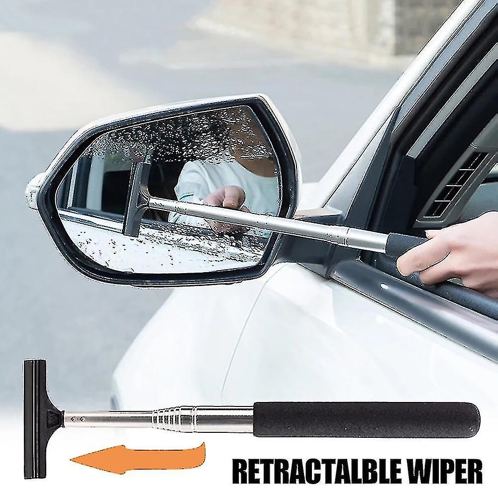 Wiper Blades， Car Rearview Mirror Retractable Wiper Portable Auto Mirror Mist Remover Rainy Cleaning Tool