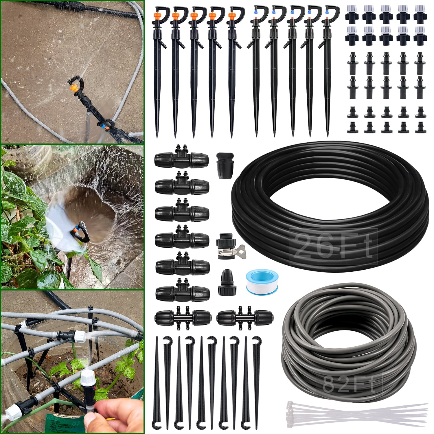 YINDUDU Micro Drip Irrigation Kit 108ft /33M Garden Irrigation System 1/4