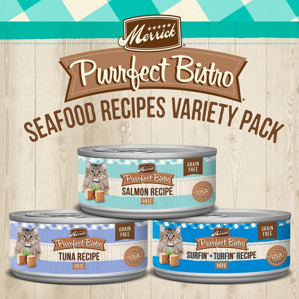 Merrick Purrfect Bistro Seafood Grain-Free Variety Pack Canned Cat Food