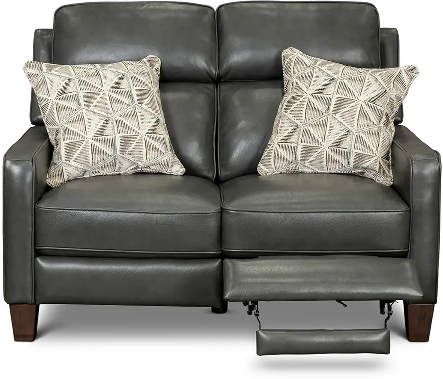 Madrid Smoke Dark Gray Leather Power Reclining Loveseat