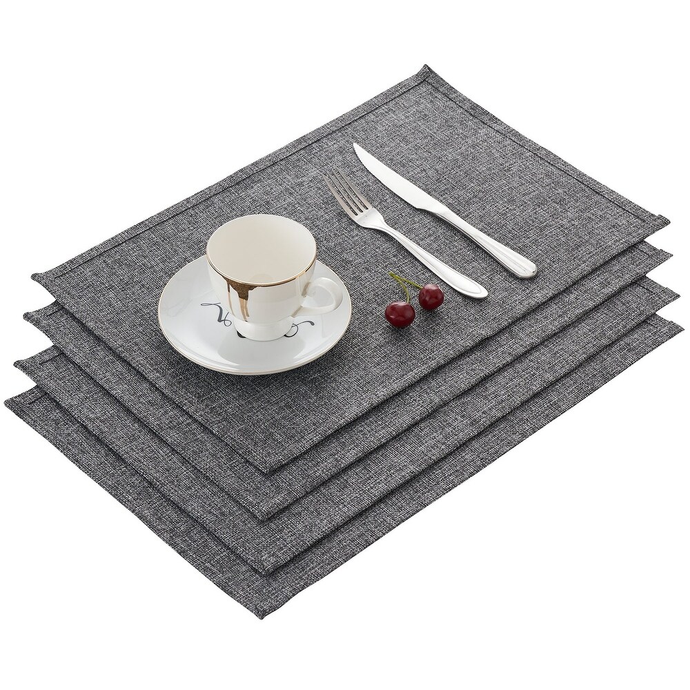 Linen Placemats Set of 4  Heat Resistant Dining Table Place Mats   Machine Washable