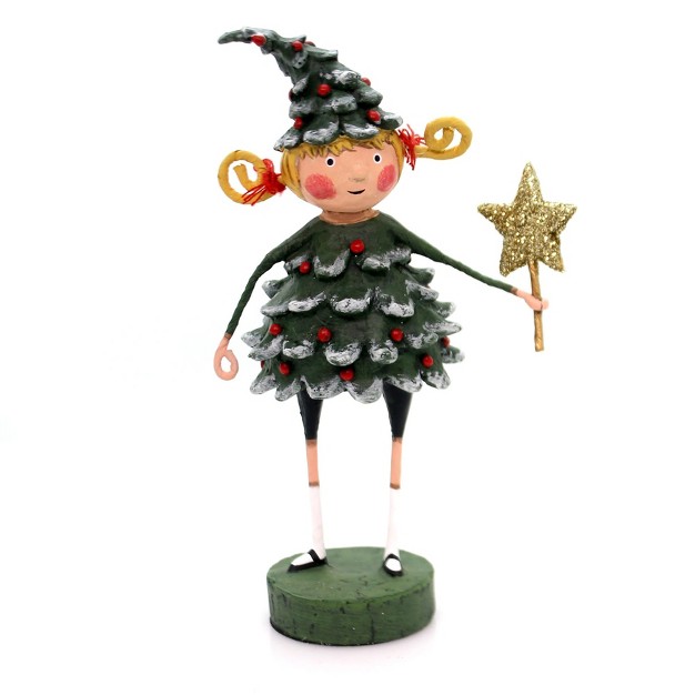 Lori Mitchell Jolly Holly One Figurine 6 5 Inches Gold Star Tree 11056 Polyresin Green