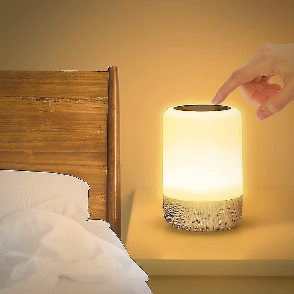 Led Bedside Lamp Touch Dimmable， Table Lamp Battery Operated 8 Colors And 3