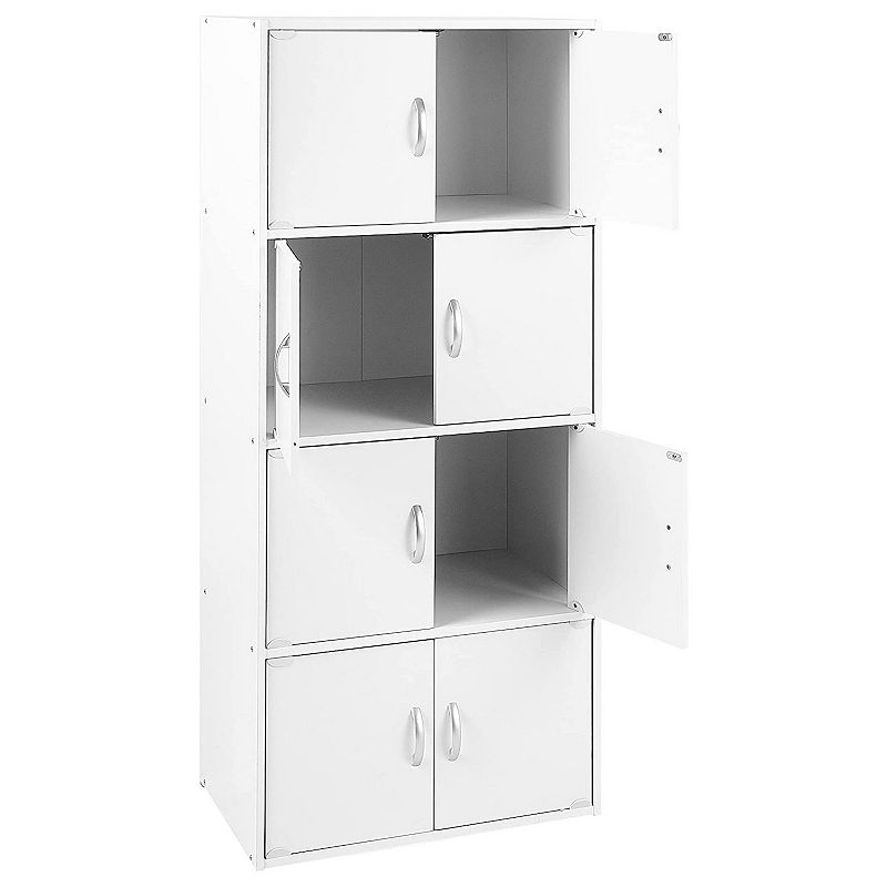 Hodedah 8 Door Enclosed Multipurpose Storage Cabinet for Home and Office， White