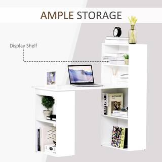 HOMCOM 47.25 in. White Compact Writing Laptop Desk with 4-Cubby Shelves 836-069WT