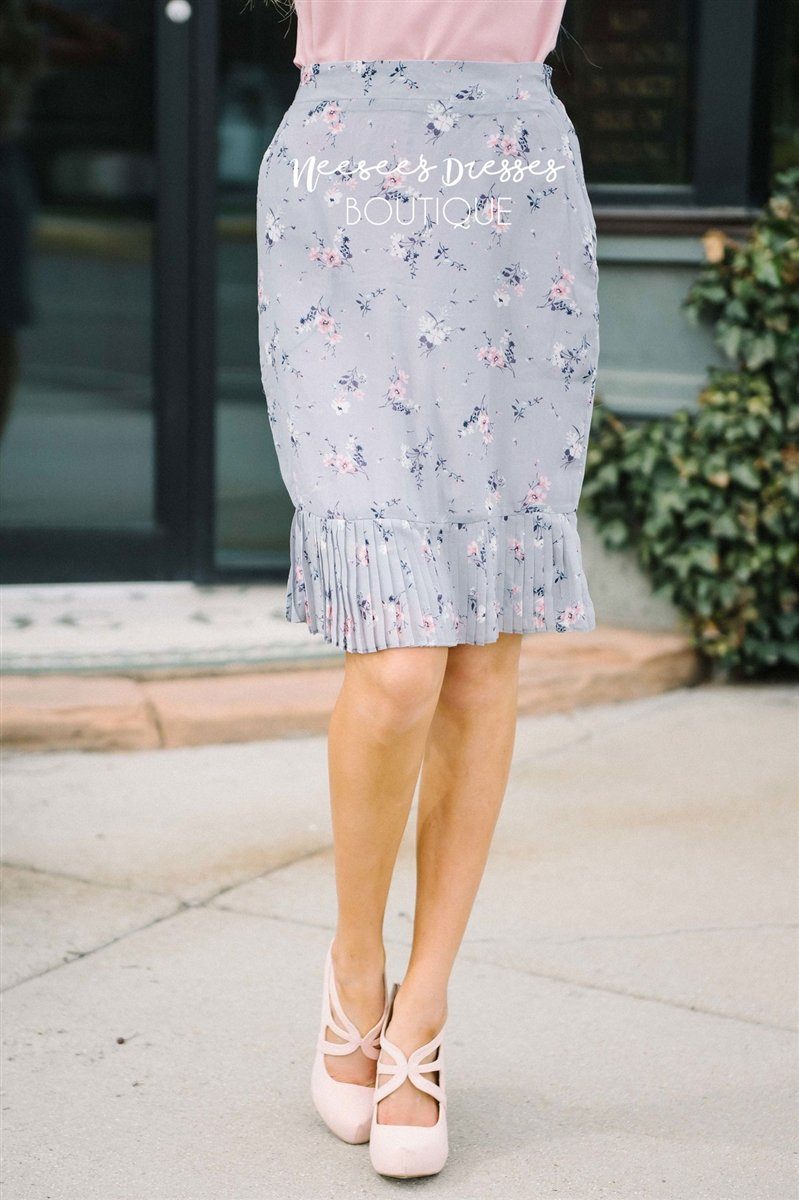 Dusty Lilac & Pink Pleated Hem Skirt