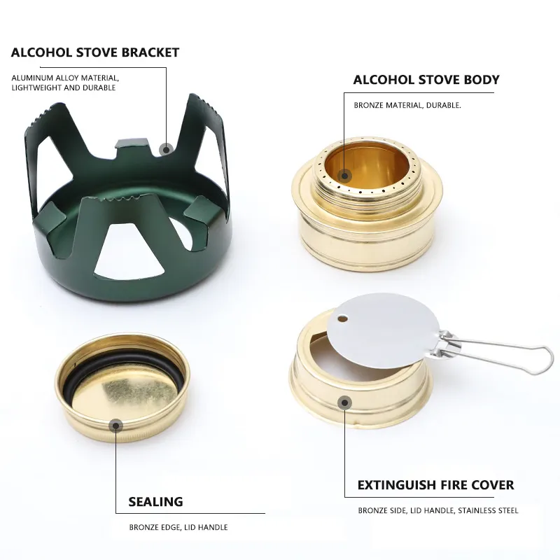 Outdoor Camping Backpacking Brass Cooking Stove Portable Ultralight Mini Tourist Alcohol Stove