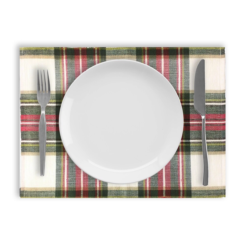 Fabstyles Celebration Plaid High Quality Cotton Placemats Set of 4   13\