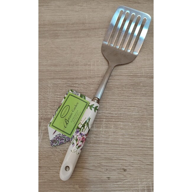 Portmeirion Botanic Garden Slotted Spatula (Sweet Pea)   13 x 3 inches