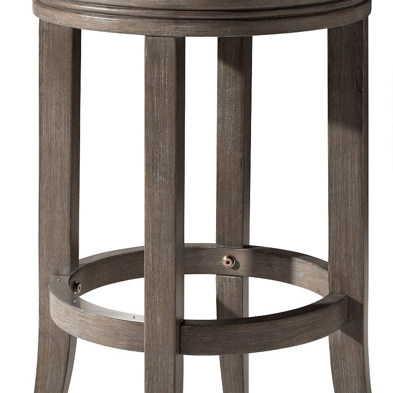 Maven Lane Eva Counter Stool， Reclaimed Oak Finish W/ Ronan Stone Vegan Leather