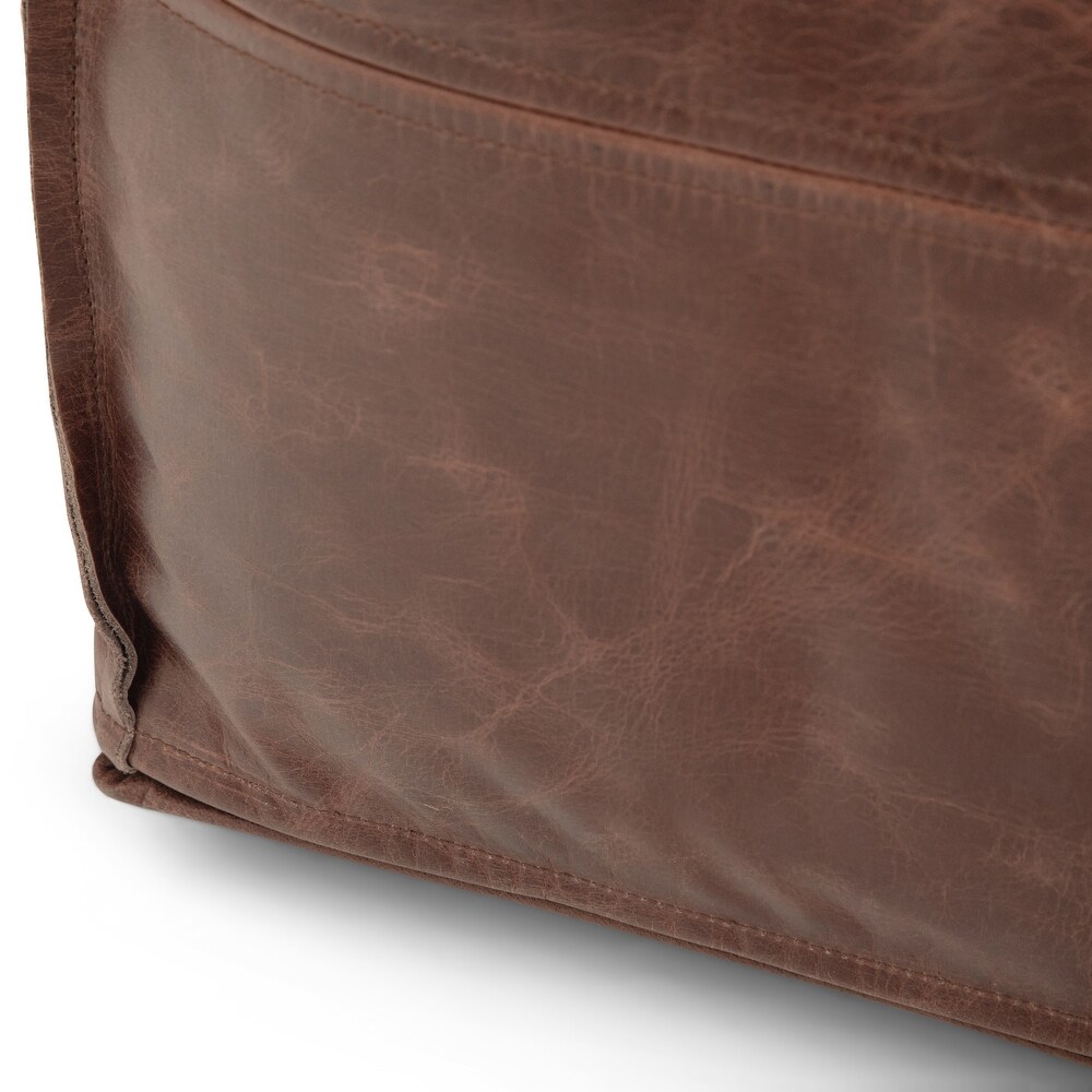 WYNDENHALL Erving Boho Square Pouf in Leather