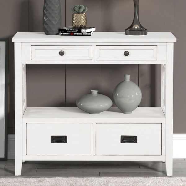 Console Table Entry Sofa Table with 4 Drawers and 1 Storage Shelf