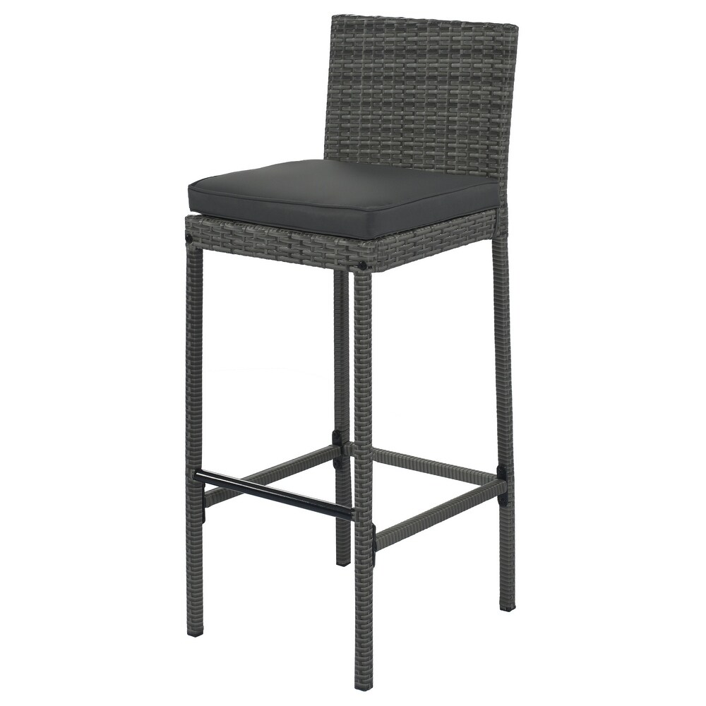 5 Pcs Wicker Bar Set Patio Bar Height Chairs Dining Sets  Gray