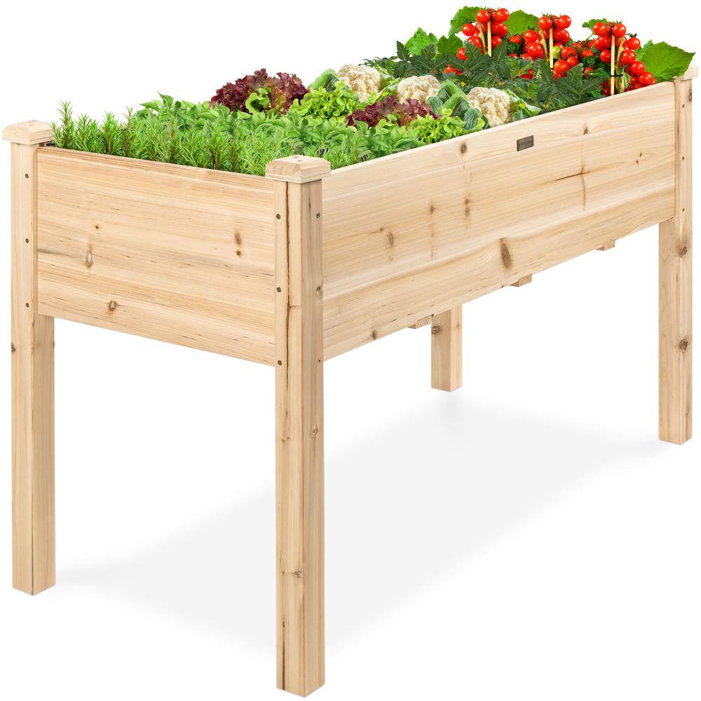 Best Choice Products 48 in. x 24 in. x 30 in. Wood Raised Garden Bed - Natural SKY2383