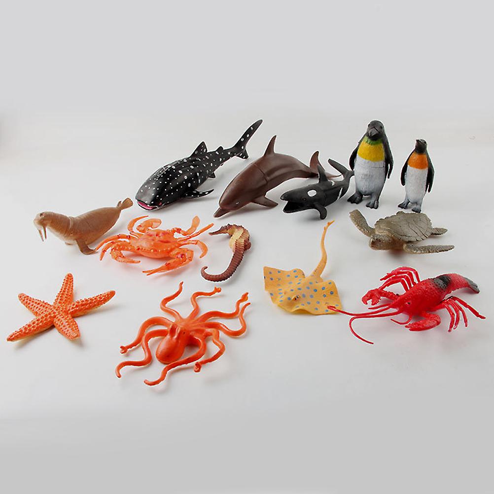 13pcs/set PVC Underwater Animals Toy Sea Figures Bath Toy Educational Ocean Figures Gifts for Children