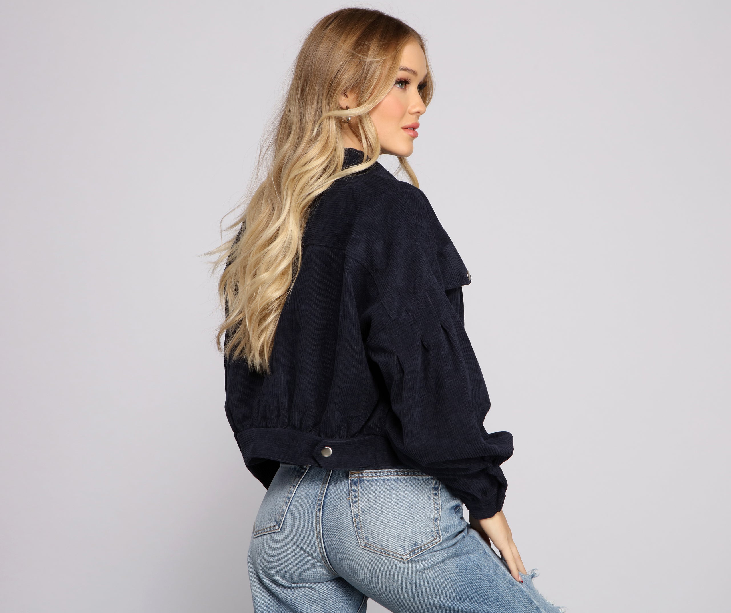 Casually Cute Button-Front Corduroy Jacket