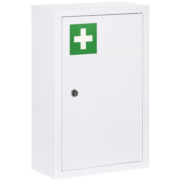 X 18 quot Medicine Cabinet With Lock Storage Shelves Locking Medical Cabinet For Safety First Aid Bathroom Wall Cabinet White