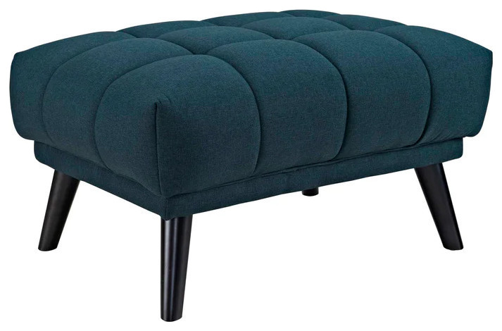 Stella Blue Upholstered Fabric Ottoman   Midcentury   Footstools And Ottomans   by Peachtree Fine Furniture  Houzz