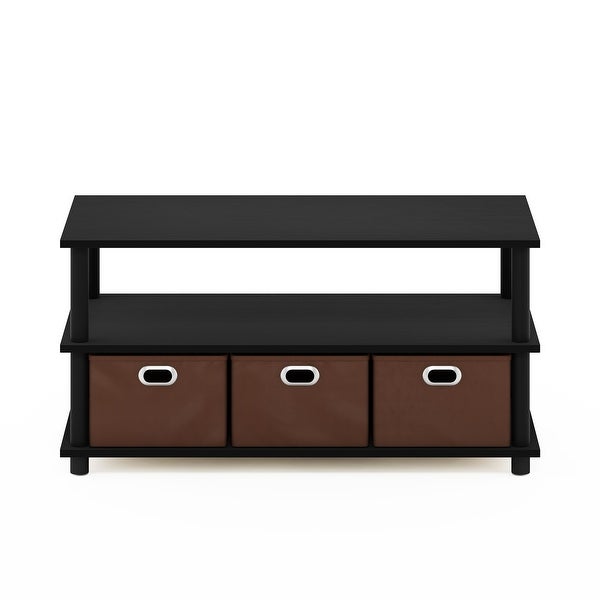 Furinno Frans Turn-N-Tube Coffee Table with Bin Drawers， French Oak Grey/Black/Black