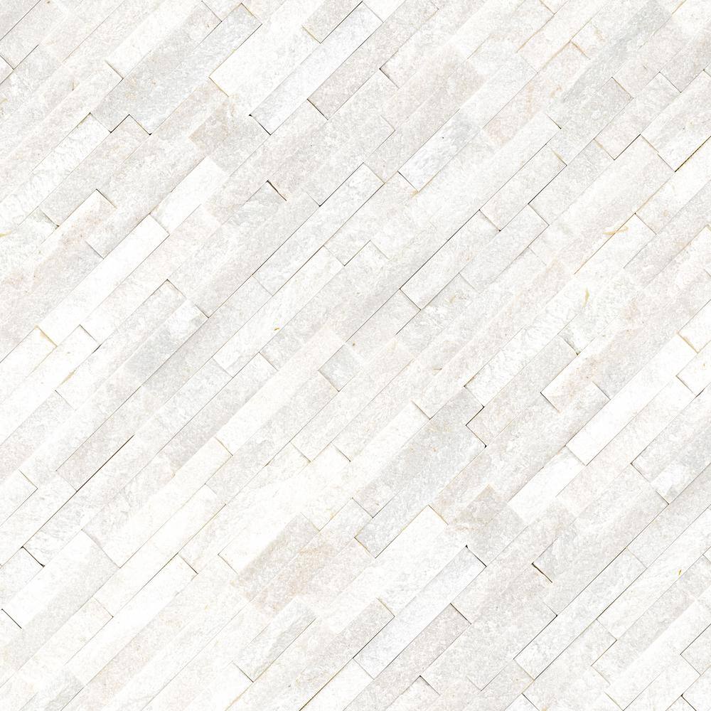 MSI Arctic White Ledger Panel 6 in. x 25.52 in. Textured Marble Stone Look Wall Tile (6 sq. ft.Case) LPNLQARCWHI624C