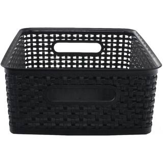 Advantus 4.63 in. H x 10.5 in. W x 13.88 in. D Black Plastic Cube Storage Bin 40327