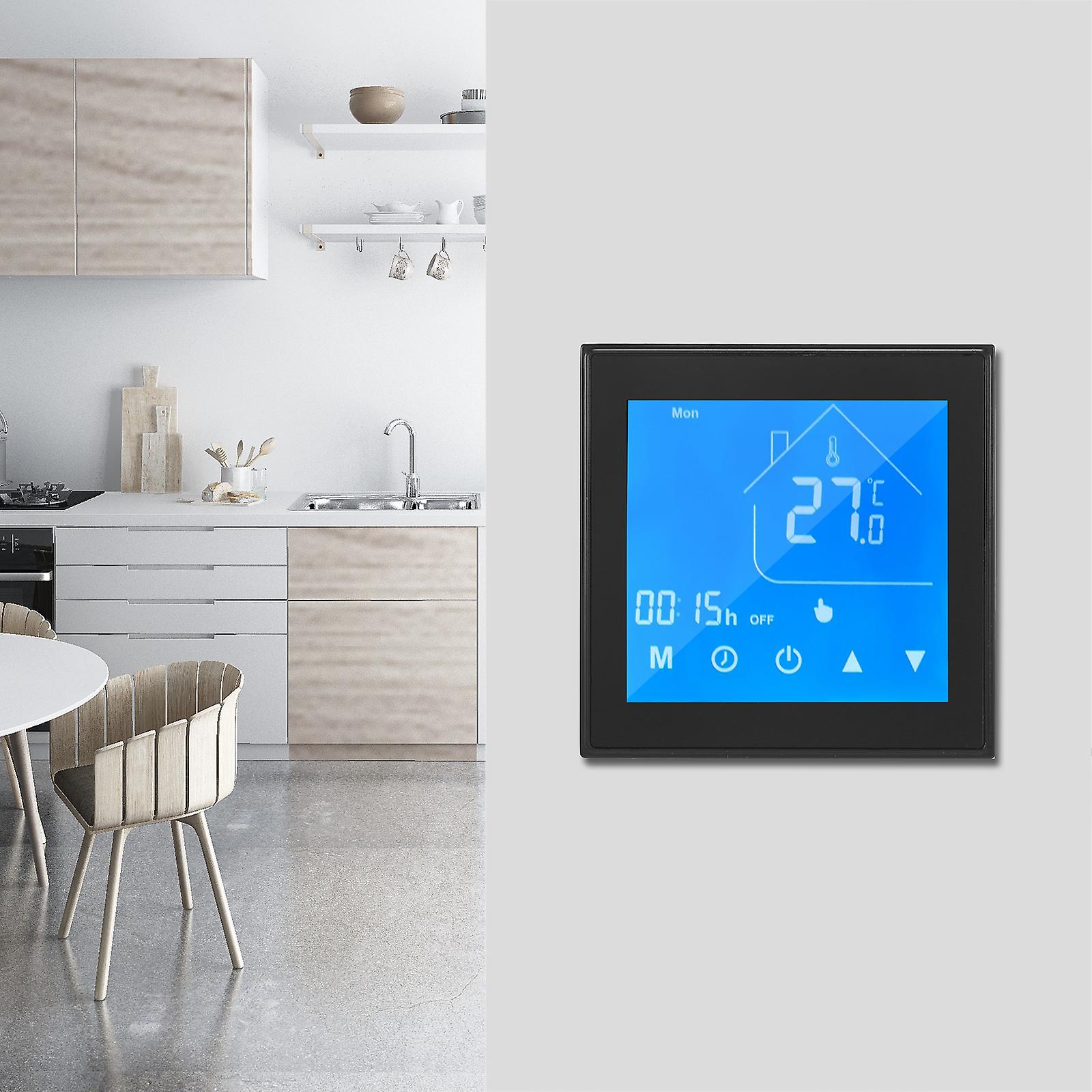 Black Thermostat Temperature Controller Lcd Display Week Programmable For Water/gas Boiler For Household