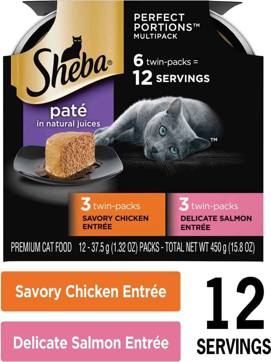 Sheba Perfect Portions Multipack Chicken and Salmon Entr?e Cat Food Trays