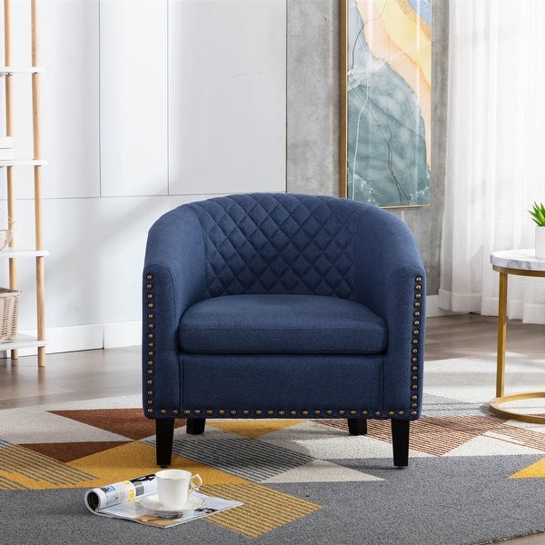 Modern Accent Barrel Chair Living Room Chair With Nailheads