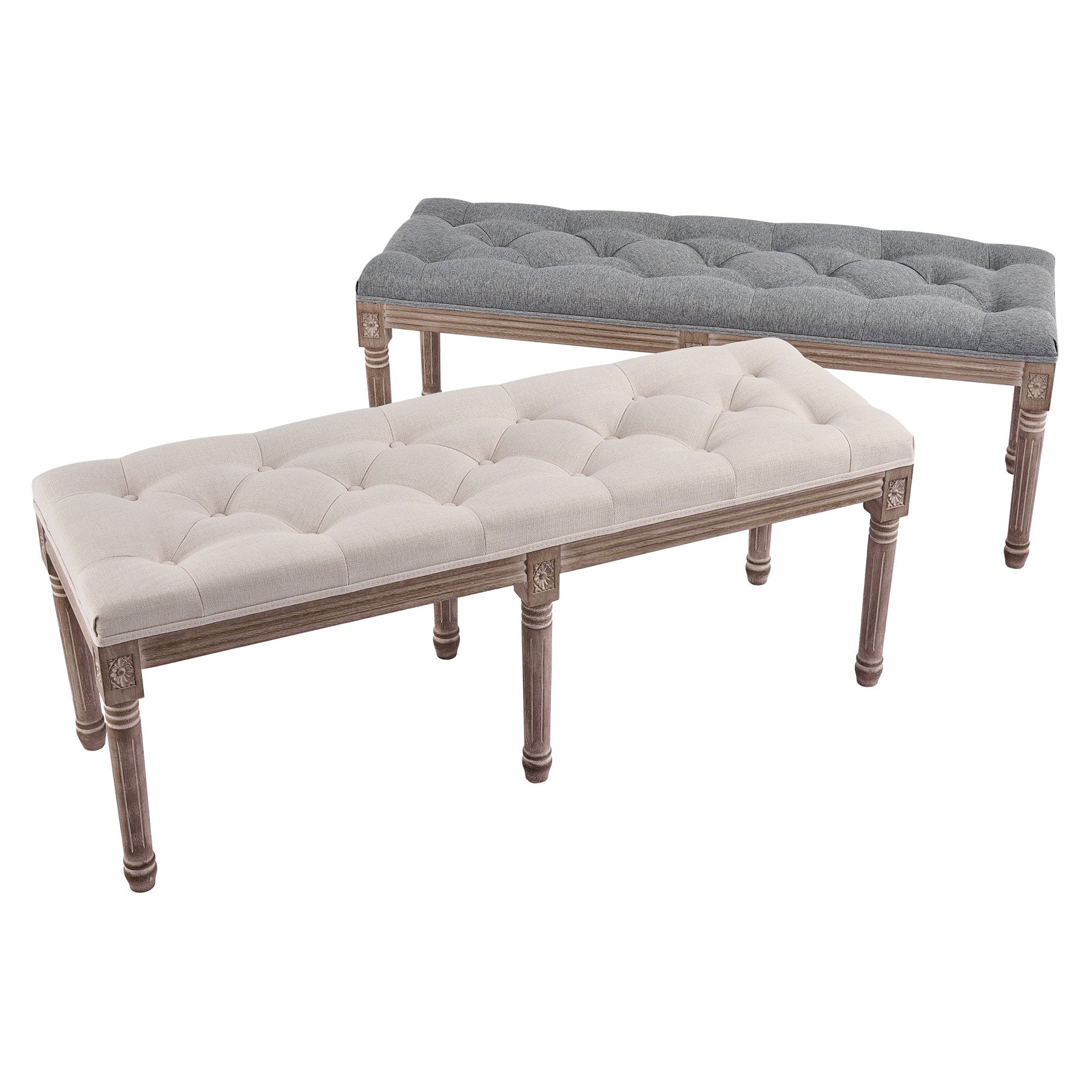 Bestco Linen Upholstered Bench for Entryway Bedroom Living Room 48