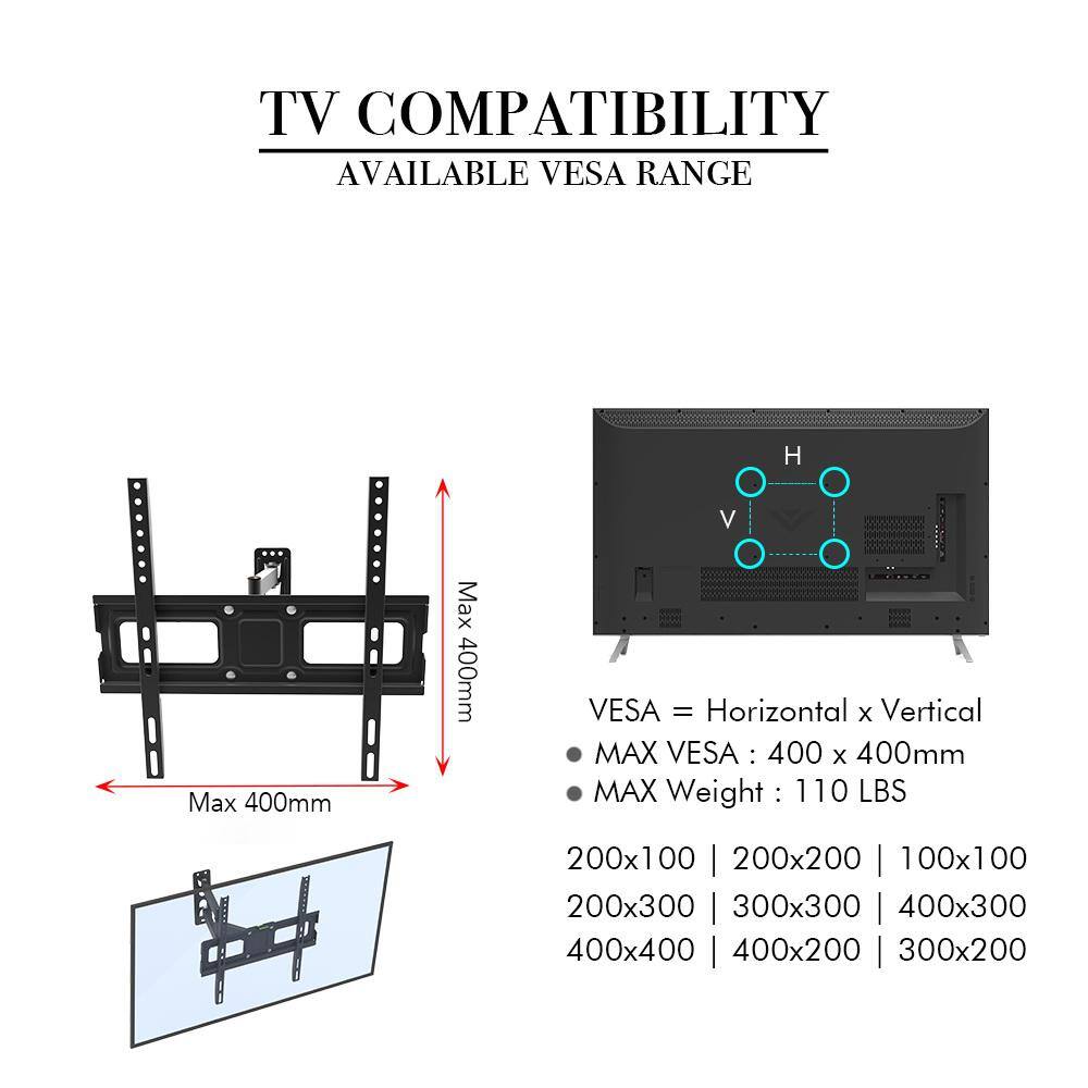 Winado 32 in. to 65 in. Single Pendulum Small Base TV Wall Mount for TVs 093801278150