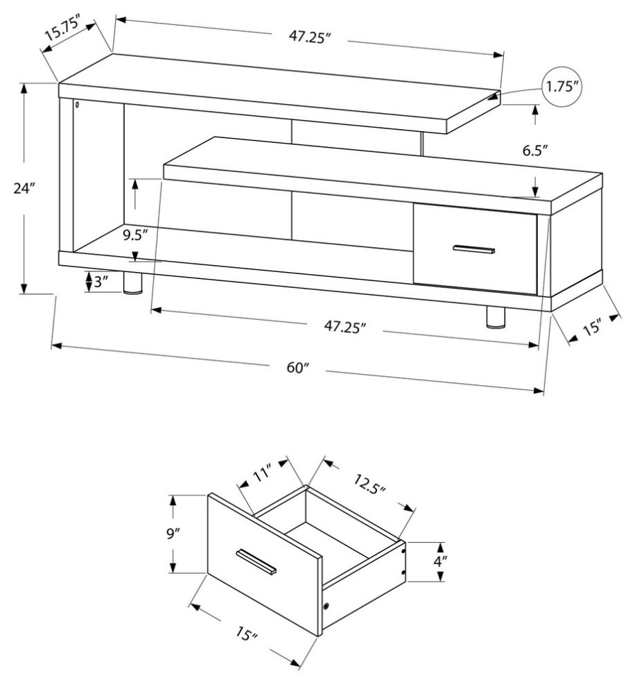 60 quotTV Stand With 1 Drawer   Contemporary   Entertainment Centers And Tv Stands   by Homesquare  Houzz