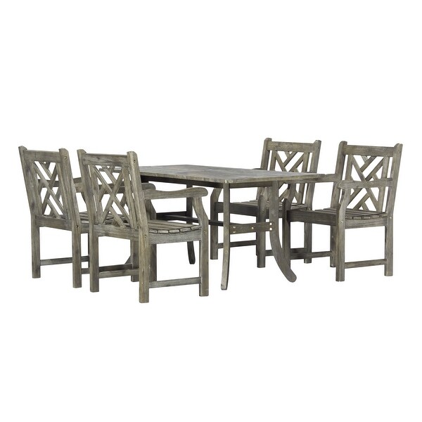 Reynard Wood Patio Table and 250 lbs weight capacity Armchair Dining Set