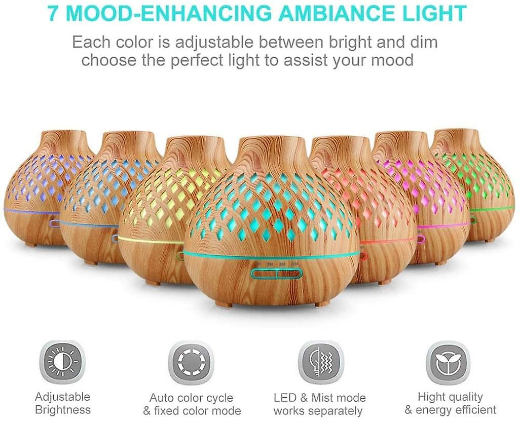 Aroma Diffuser， 400ml Humidifier， Ultrasonic Power And 7-color Led