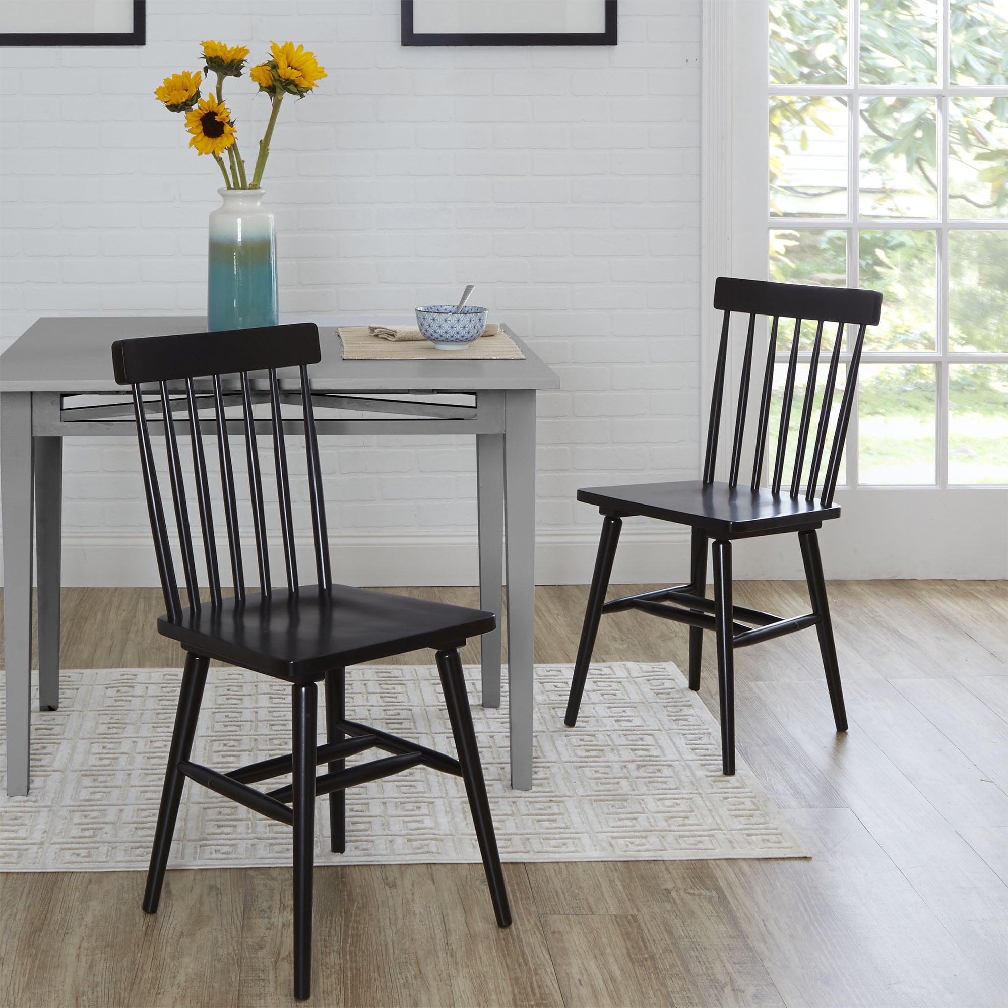 Better Homes & Gardens Gerald Classic Black Wood Dining Chairs, Set of 2