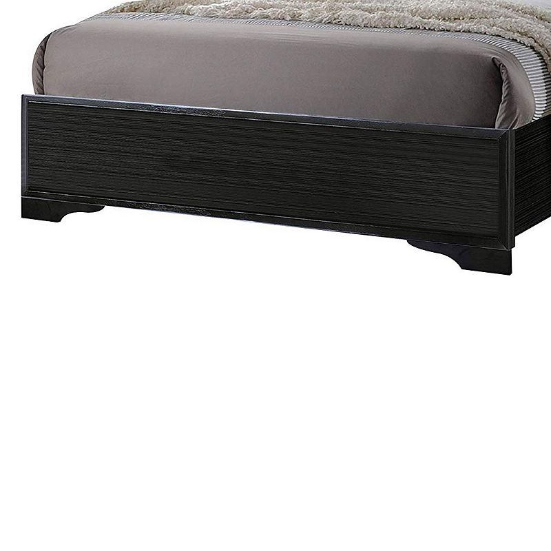 Wooden Twin Size bed with Bracket Legs and Crystal Accented Headboard， Black