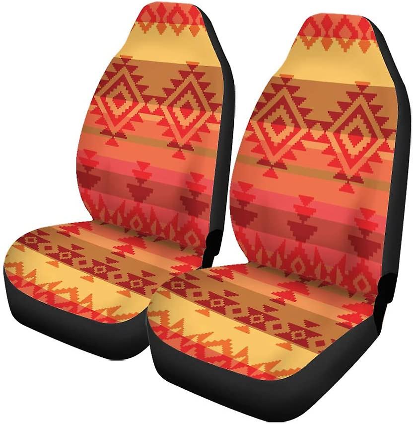 Set Of 2 Car Seat Covers Aztec Red Universal Auto Front Seats Protector Fits For Car，suv Sedan，truck D---44709