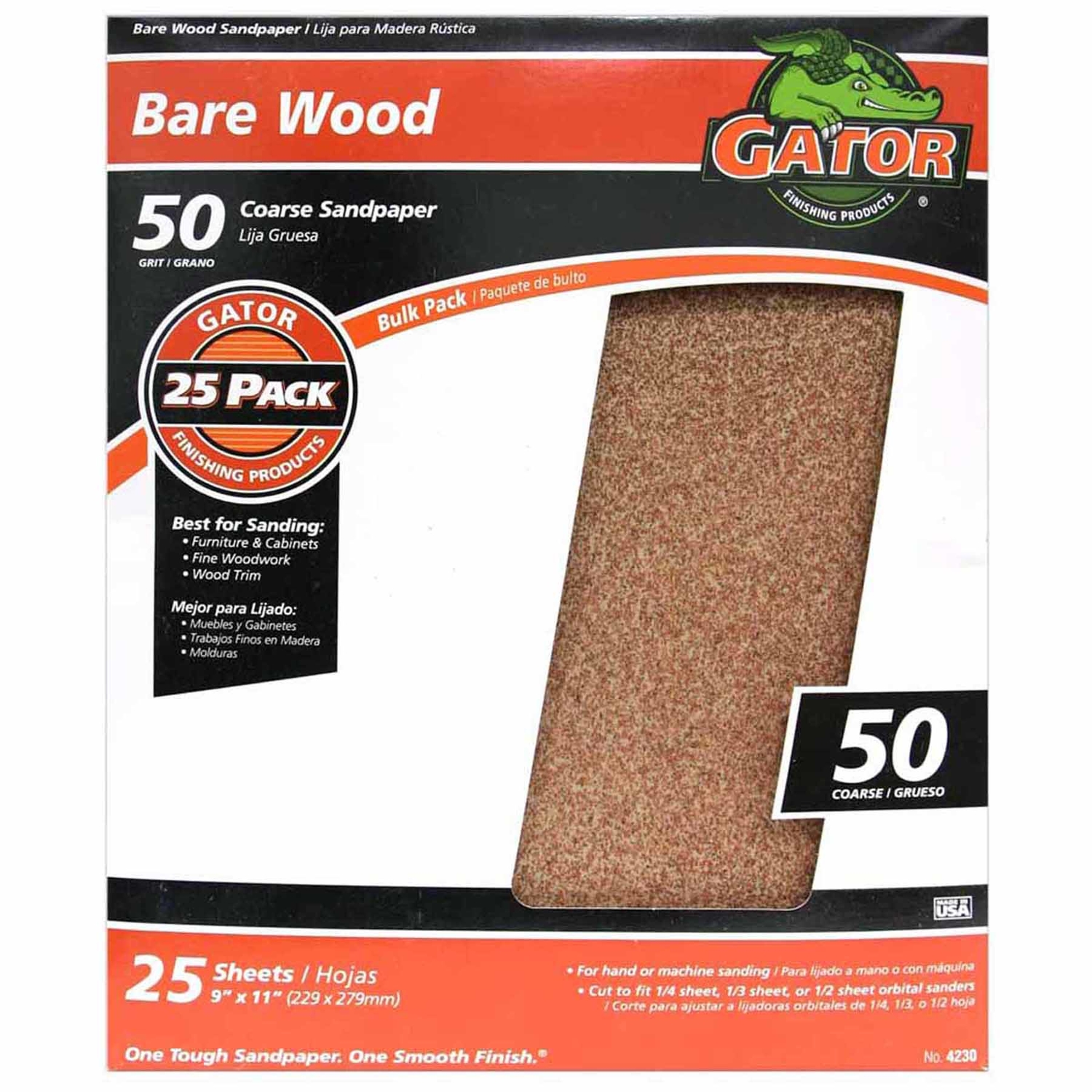 Gator 11 in. L X 9 in. W 50 Grit Aluminum Oxide Sanding Sheet 1 pk