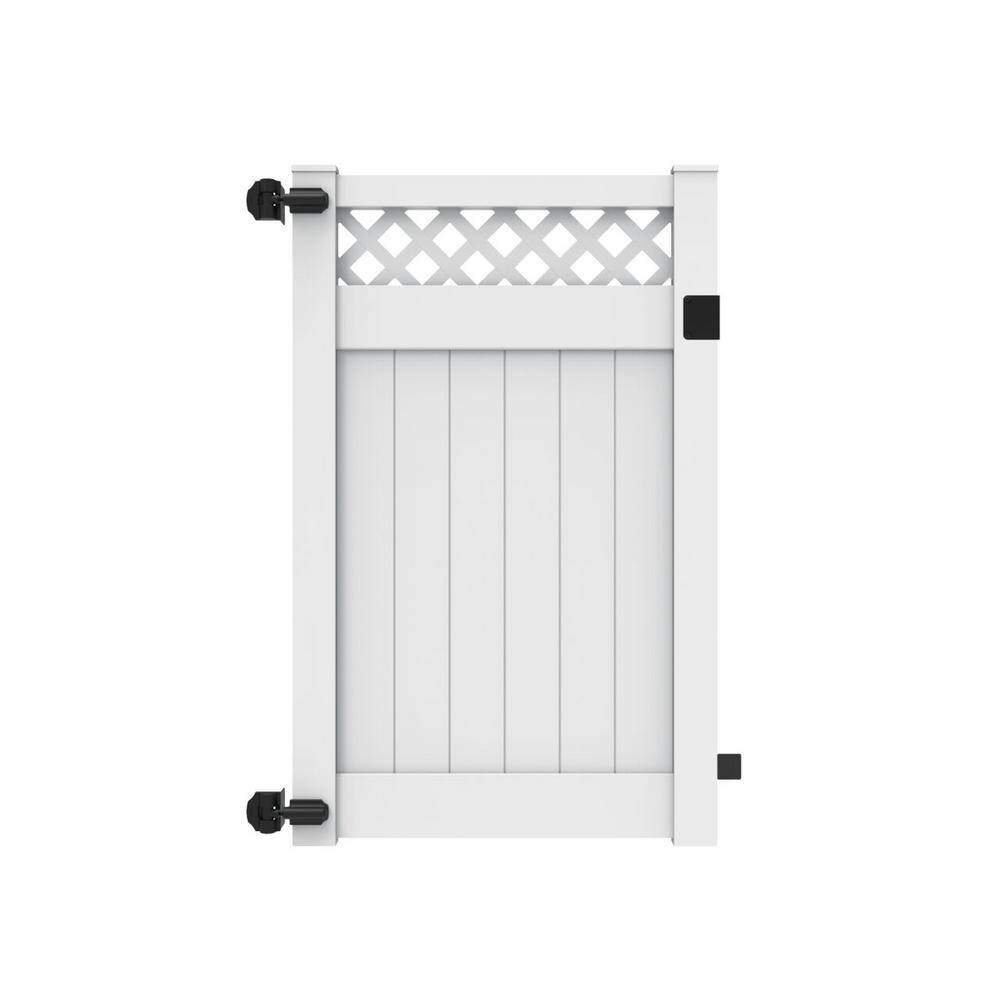 Barrette Outdoor Living Anderson 4 ft. x 6 ft. White Vinyl Lattice Top Fence Gate 73040112