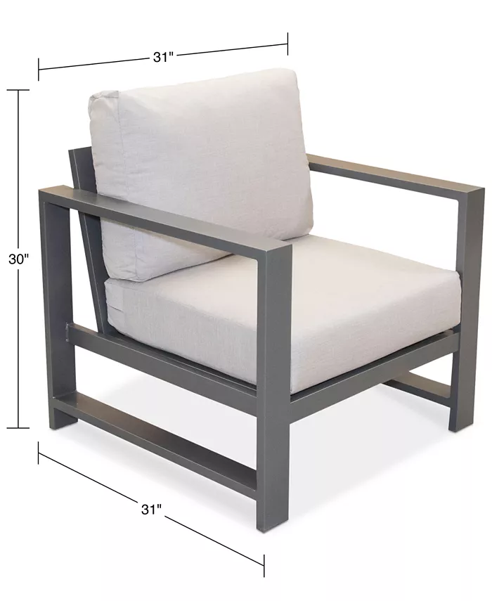 Furniture Aruba Grey Aluminum Outdoor Club Chair with Sunbrellaandreg; Cushion