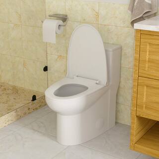 LORDEAR 12 in. Rough-In 1-piece 1.61.1 GPF Dual Flush Elongated Toilet in White Soft Close Seat Included MT1001DL7