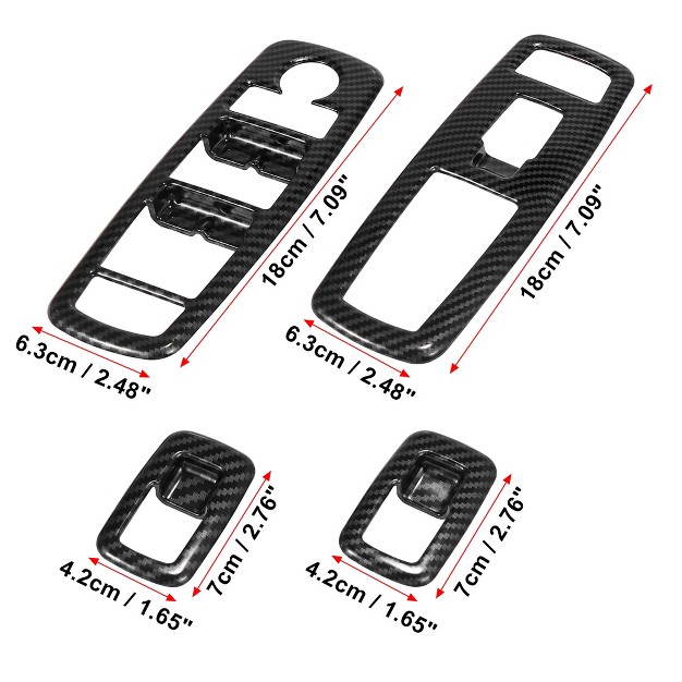 Unique Bargains Window Lift Switch Panel Trim Cover For Dodge Charger 2014 2020 Black Carbon Fiber 4pcs