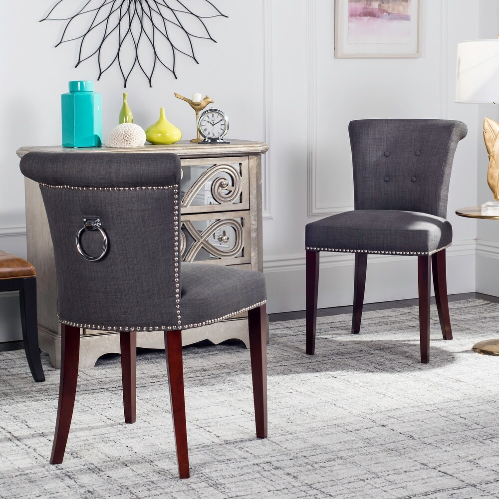 SAFAVIEH Dining Carrie Charcoal Grey Dining Chairs (Set of 2)   19.5\