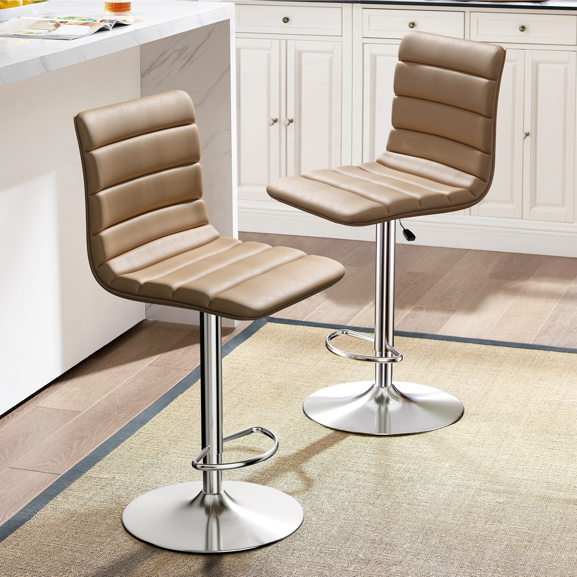 Adjustable Bar Stools with Backs Set of 2