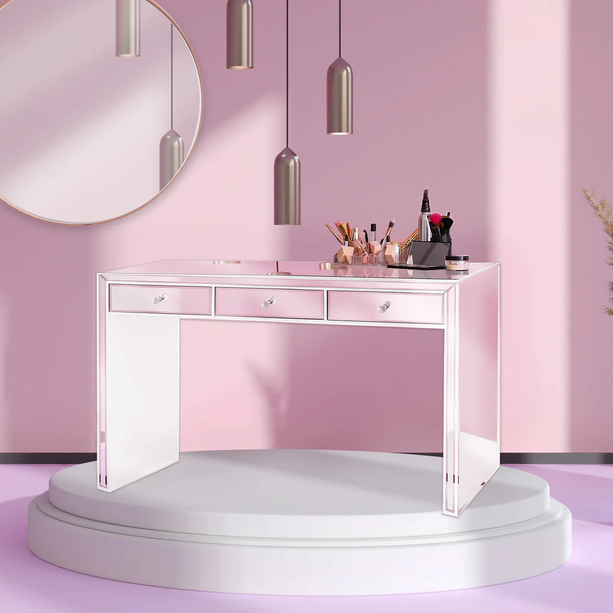 IVFT-LEAH-BLK | Leah Premium Mirrored Vanity Table