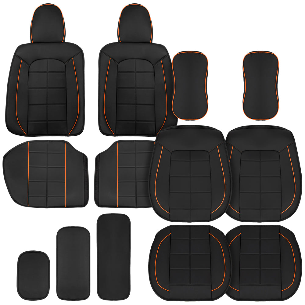 Motor Trend Leatherette Car Seat Covers Full Set Front and Rear Bench， Orange - Universal Fit for Car Truck Van SUV