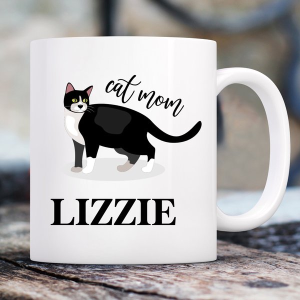 904 Custom Personalized Cat Mom Double Sided Mug， 11-oz