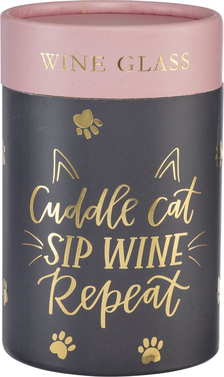 Primitives By Kathy Cat Sip Wine Glass， 15-oz