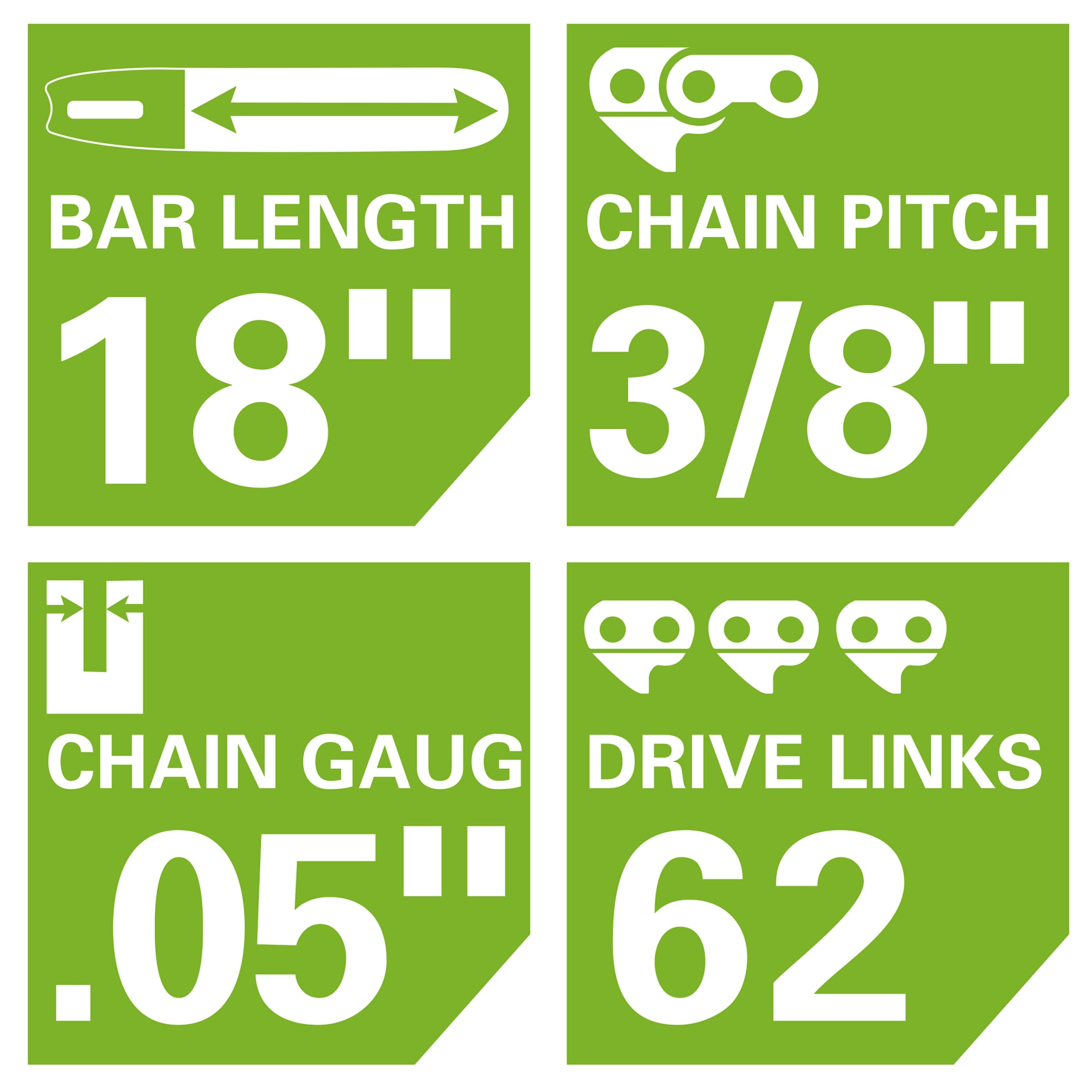 18-Inch Replacement Chainsaw Bar  Chain | Greenworks Tools